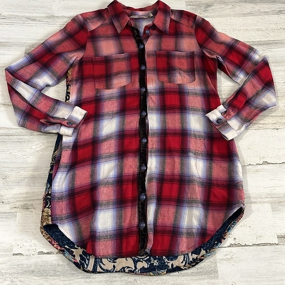 Soft Surroundings Plaid Embroidered Tunic Size XS - Picture 2 of 13